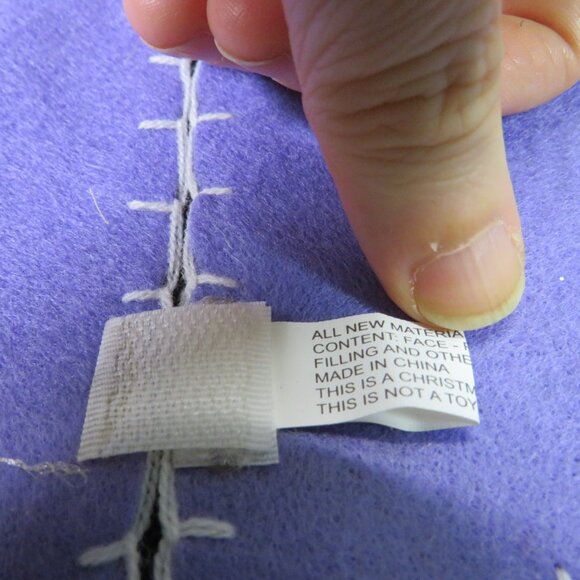 Purple Snowman Mini Tree Skirt Felt Rustic Farmhouse blanket stitch Tabletop - Picture 7 of 8